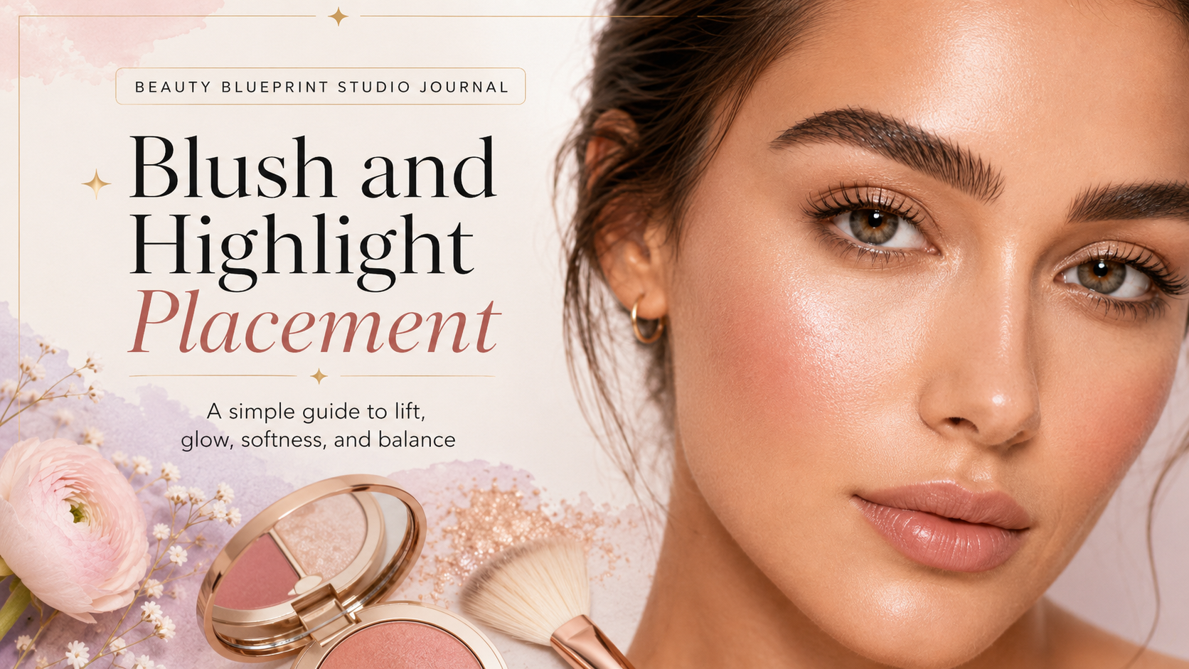 Beauty Blueprint Studio blush and highlight placement guide