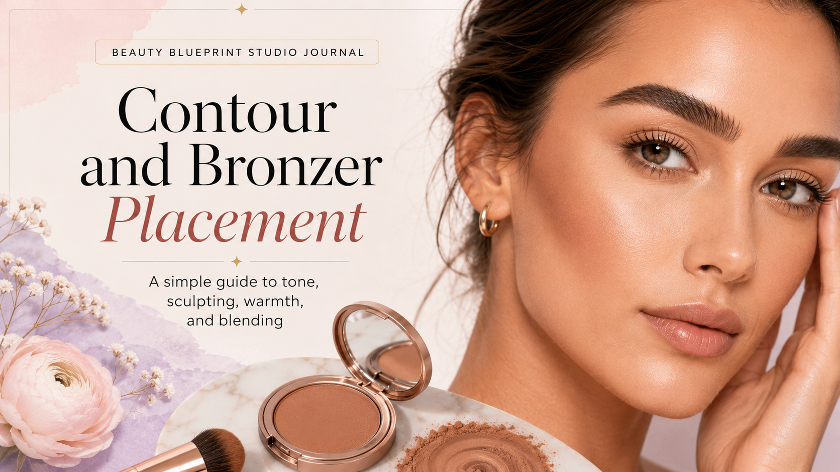 Beauty Blueprint Studio contour and bronzer placement guide