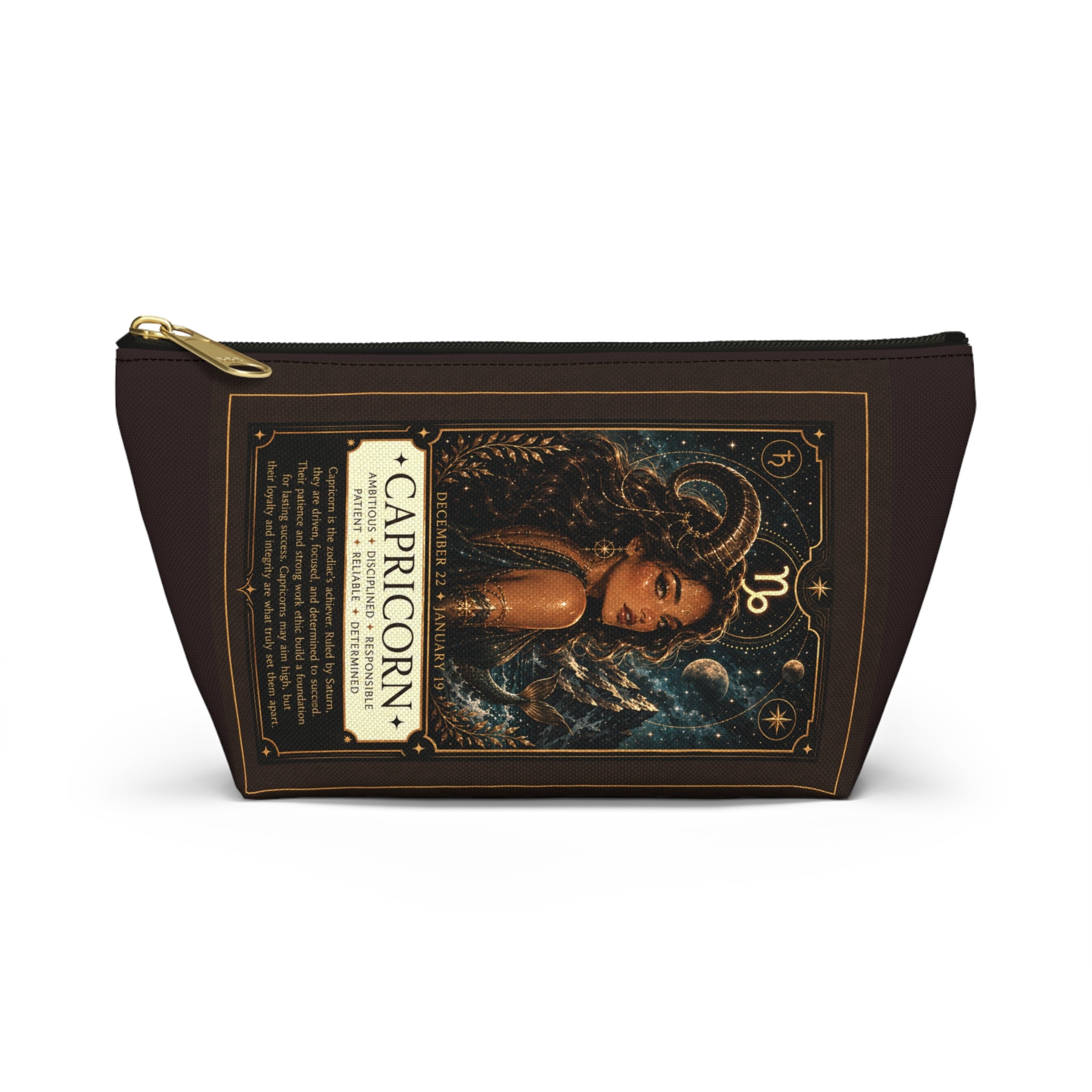 Capricorn Zodiac Accessory Pouch – T-Bottom Makeup & Astrology Cosmetic Bag