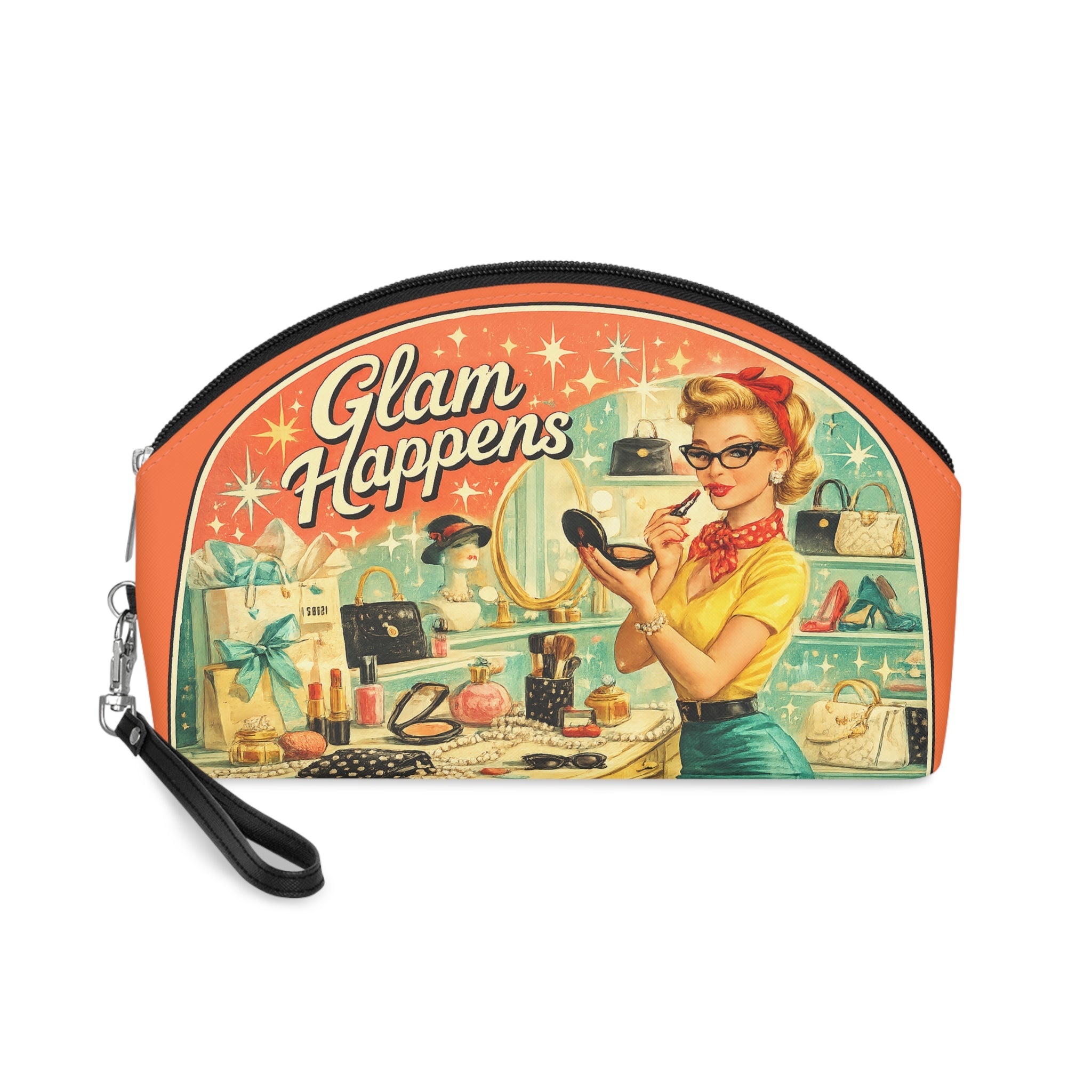 Glam Happens Vintage Makeup Bag – Retro Pinup Cosmetic Pouch