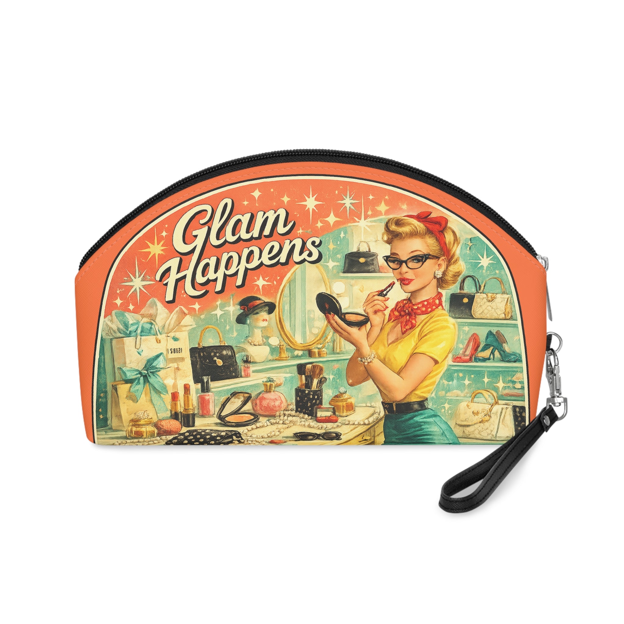 Glam Happens Vintage Makeup Bag – Retro Pinup Cosmetic Pouch