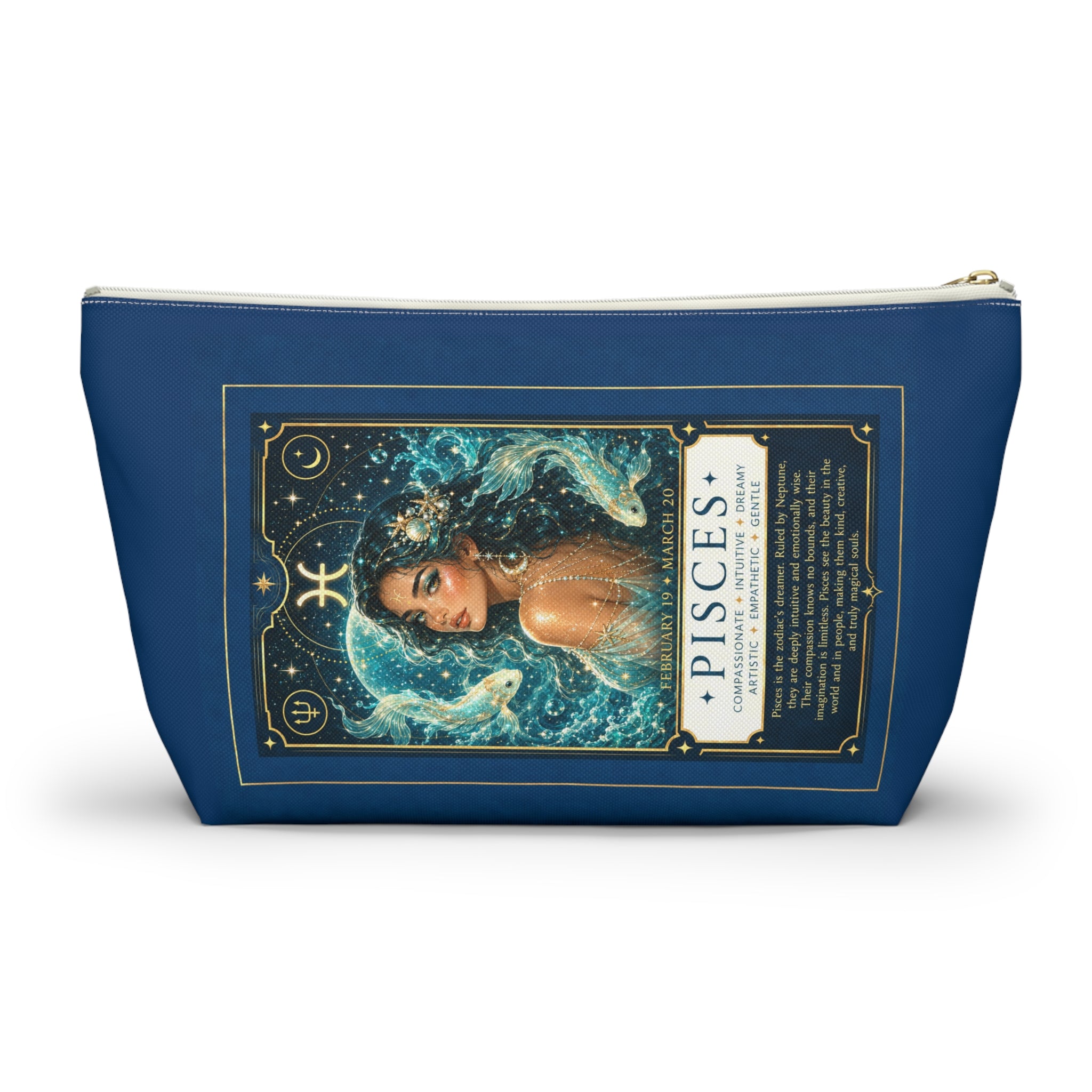 Pisces Zodiac Accessory Pouch — Astrological Makeup & Travel T-Bottom Bag