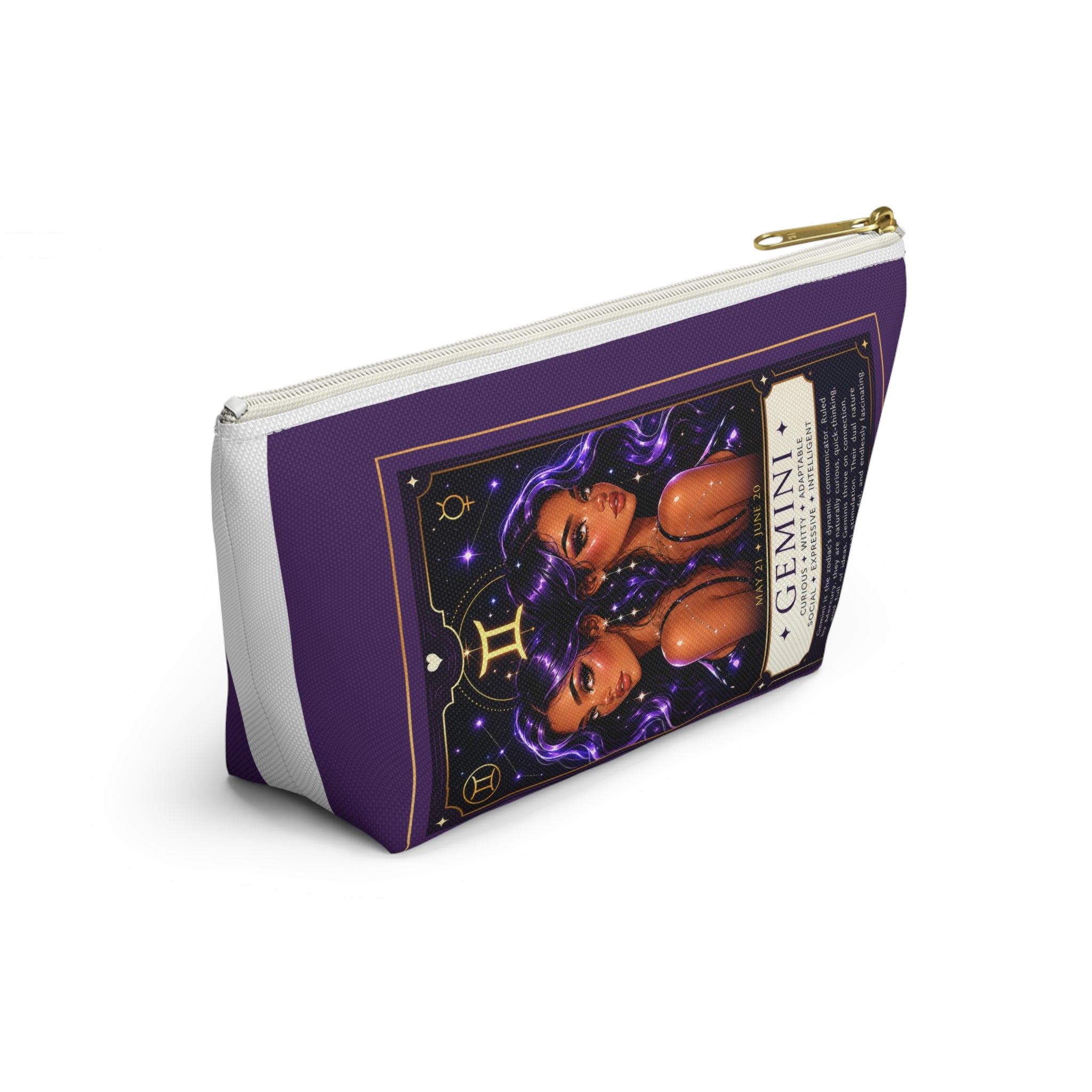 Gemini Zodiac Accessory Pouch — Astrology Twin Sisters T-Bottom Cosmetic Bag