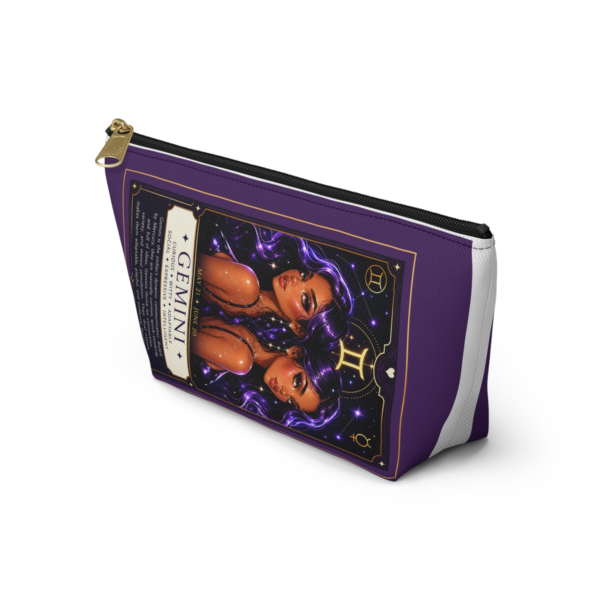 Gemini Zodiac Accessory Pouch — Astrology Twin Sisters T-Bottom Cosmetic Bag