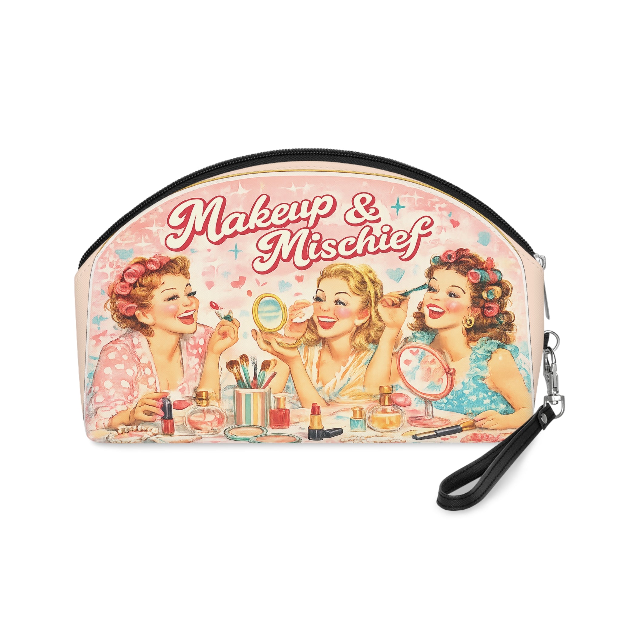 Retro 'Makeup & Mischief' Vintage Pin-Up Makeup Bag