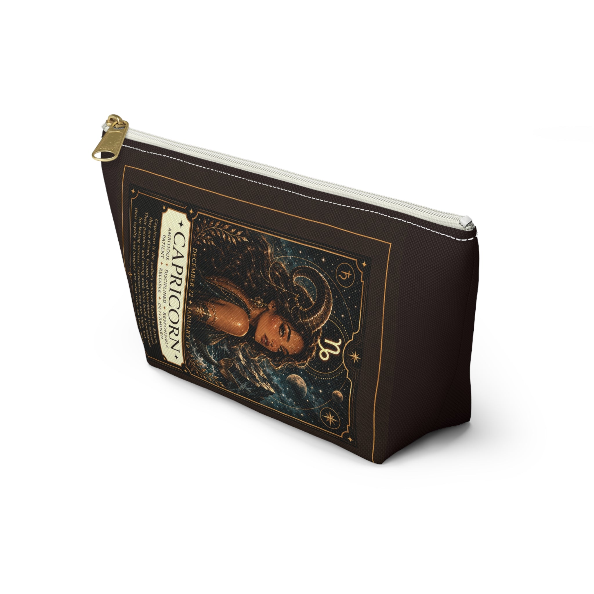 Capricorn Zodiac Accessory Pouch – T-Bottom Makeup & Astrology Cosmetic Bag