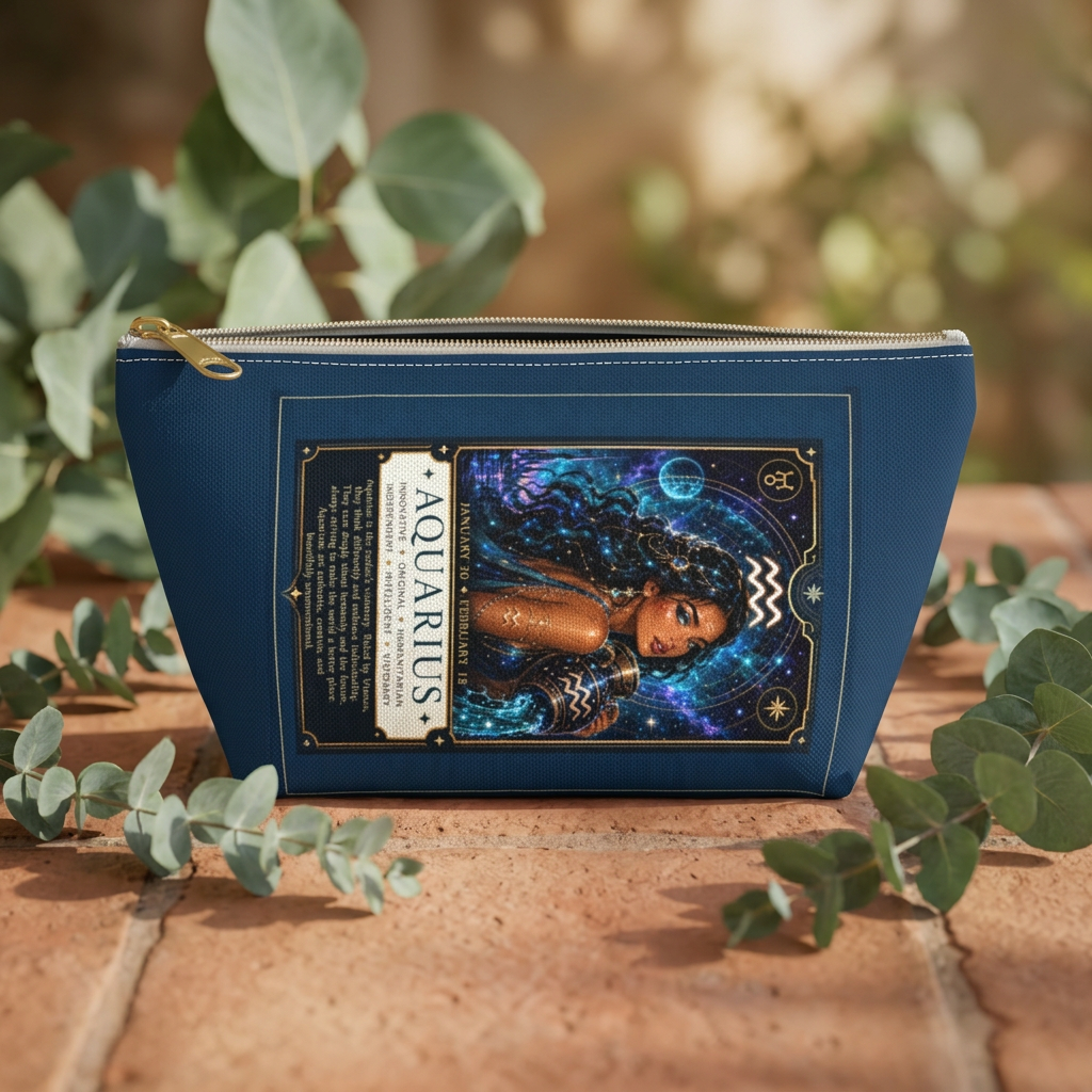 Aquarius Zodiac Makeup Bag — Astrology Gift & Travel Pouch