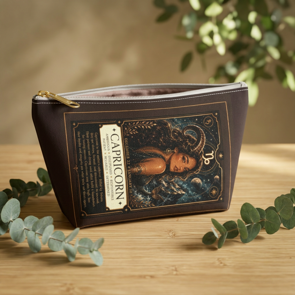 Capricorn Zodiac Makeup Bag — Astrology Gift & Travel Pouch