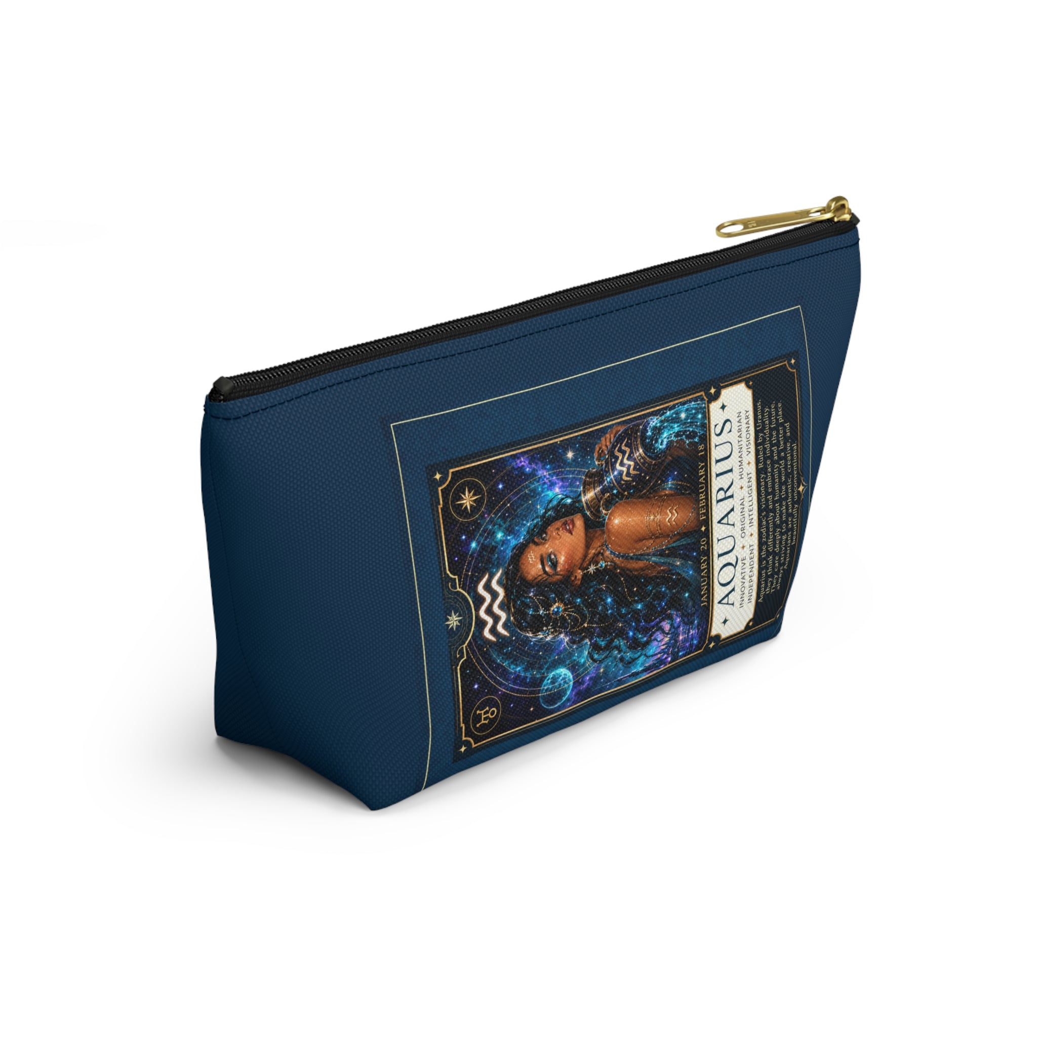 Aquarius Zodiac Accessory Pouch — Astrological Makeup & Travel Bag