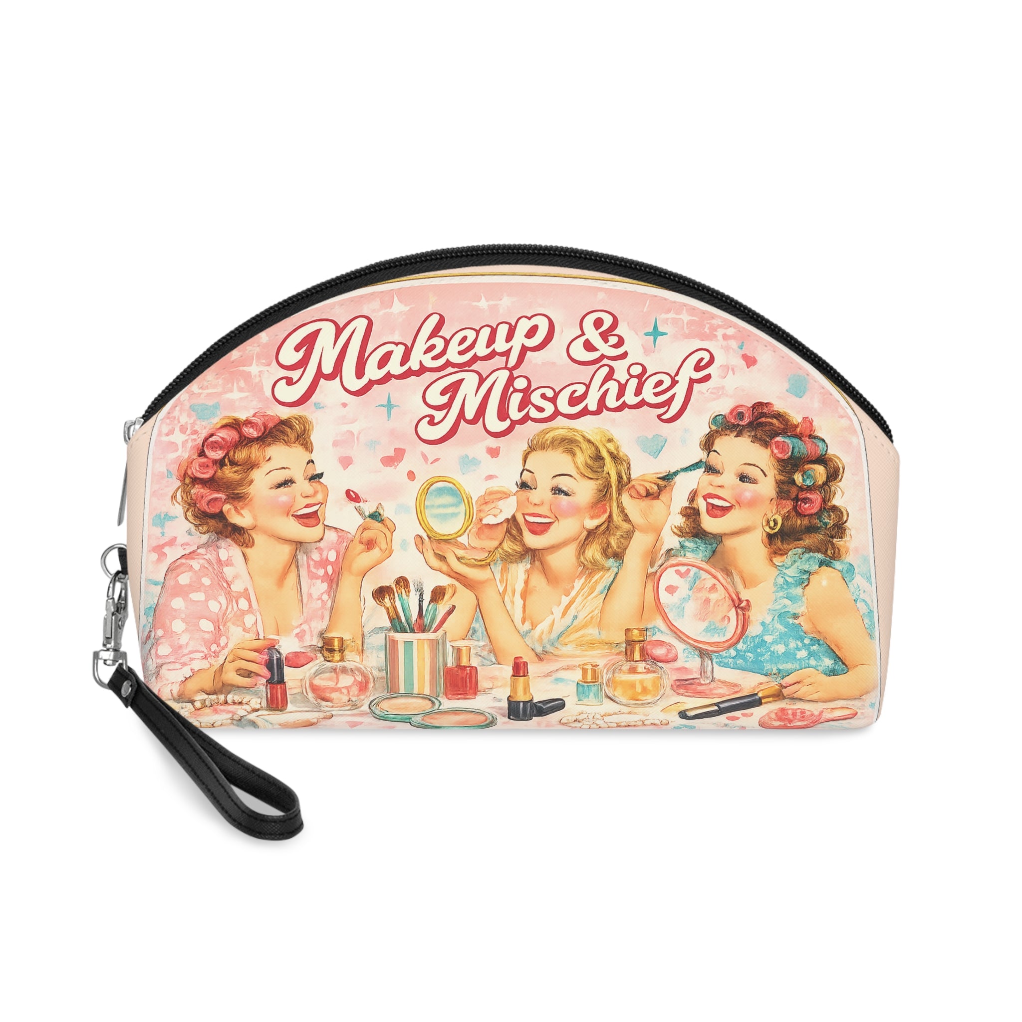 Retro 'Makeup & Mischief' Vintage Pin-Up Makeup Bag
