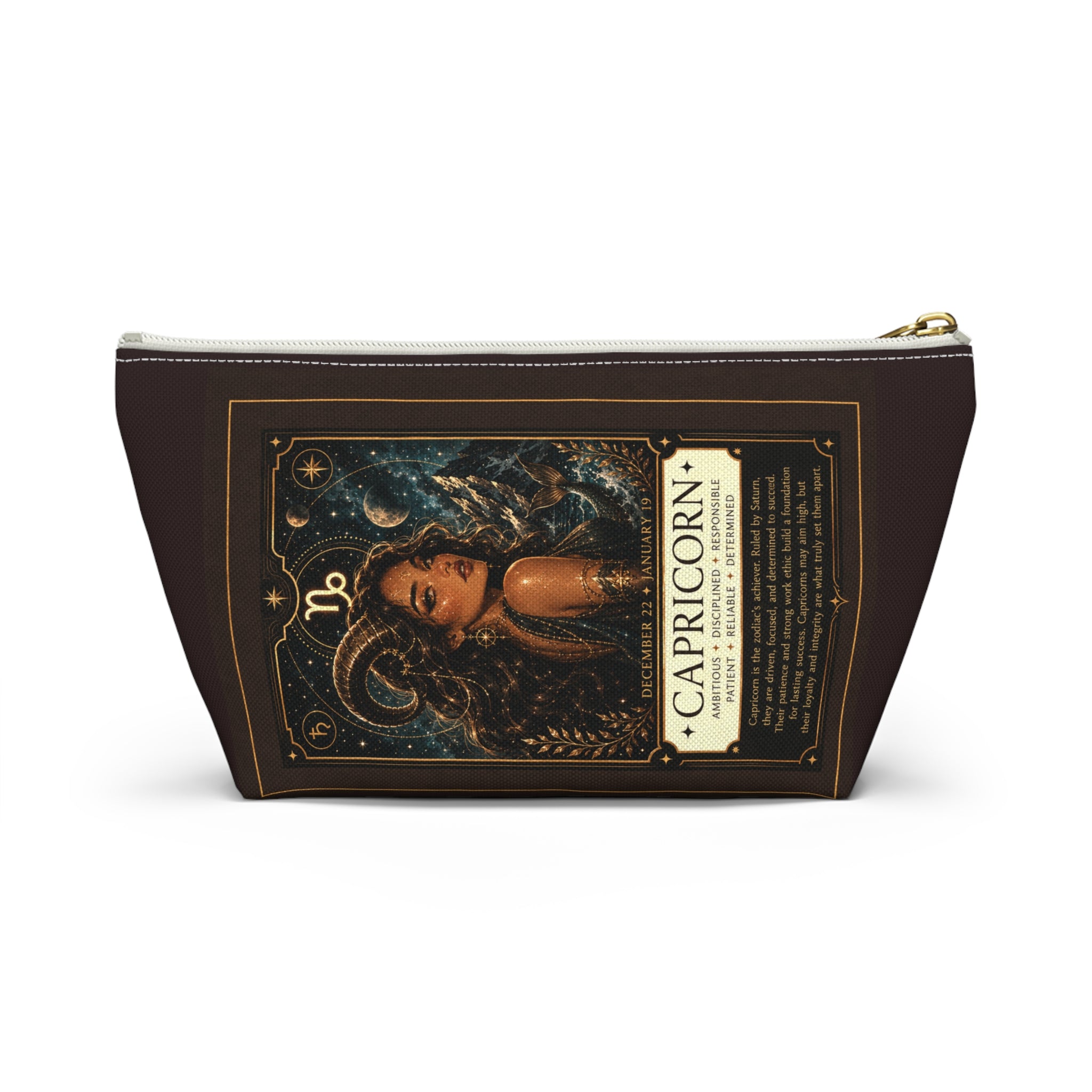 Capricorn Zodiac Accessory Pouch – T-Bottom Makeup & Astrology Cosmetic Bag