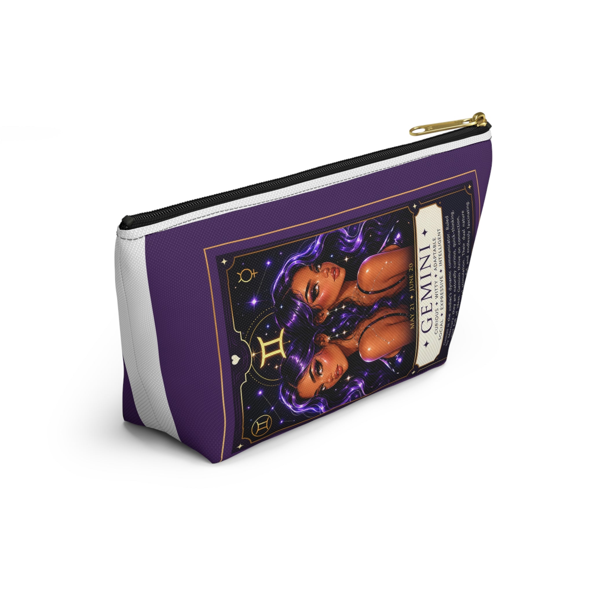Gemini Zodiac Accessory Pouch — Astrology Twin Sisters T-Bottom Cosmetic Bag