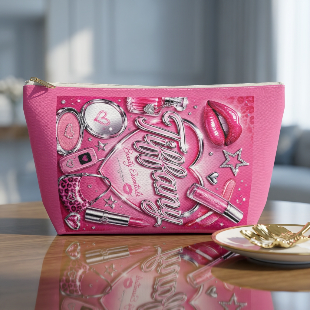 Personalized Retro Makeup Bag – Custom Name Cosmetic Pouch, 3 Styles
