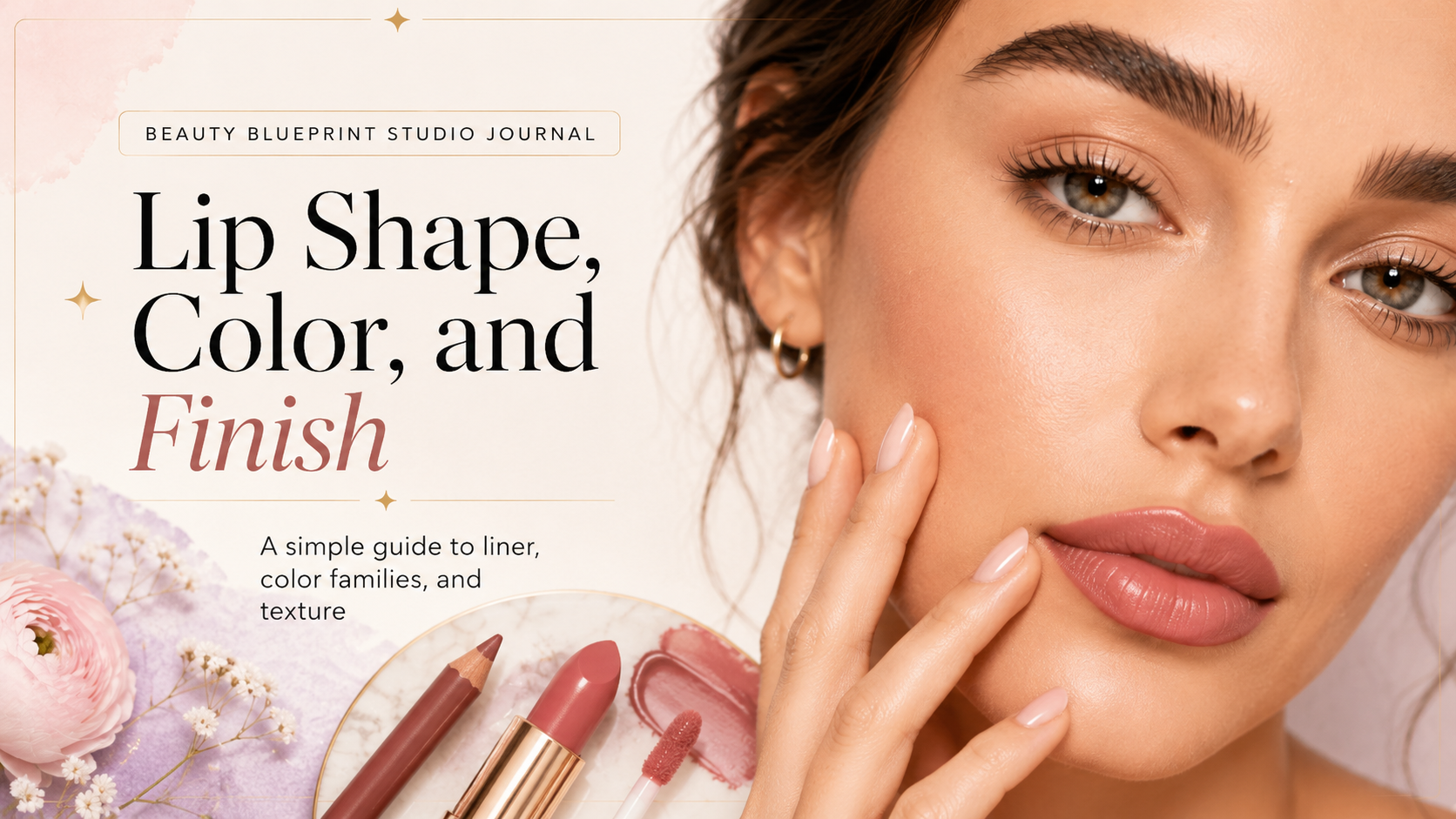 Beauty Blueprint Studio lip shape, color, liner, and finish guide