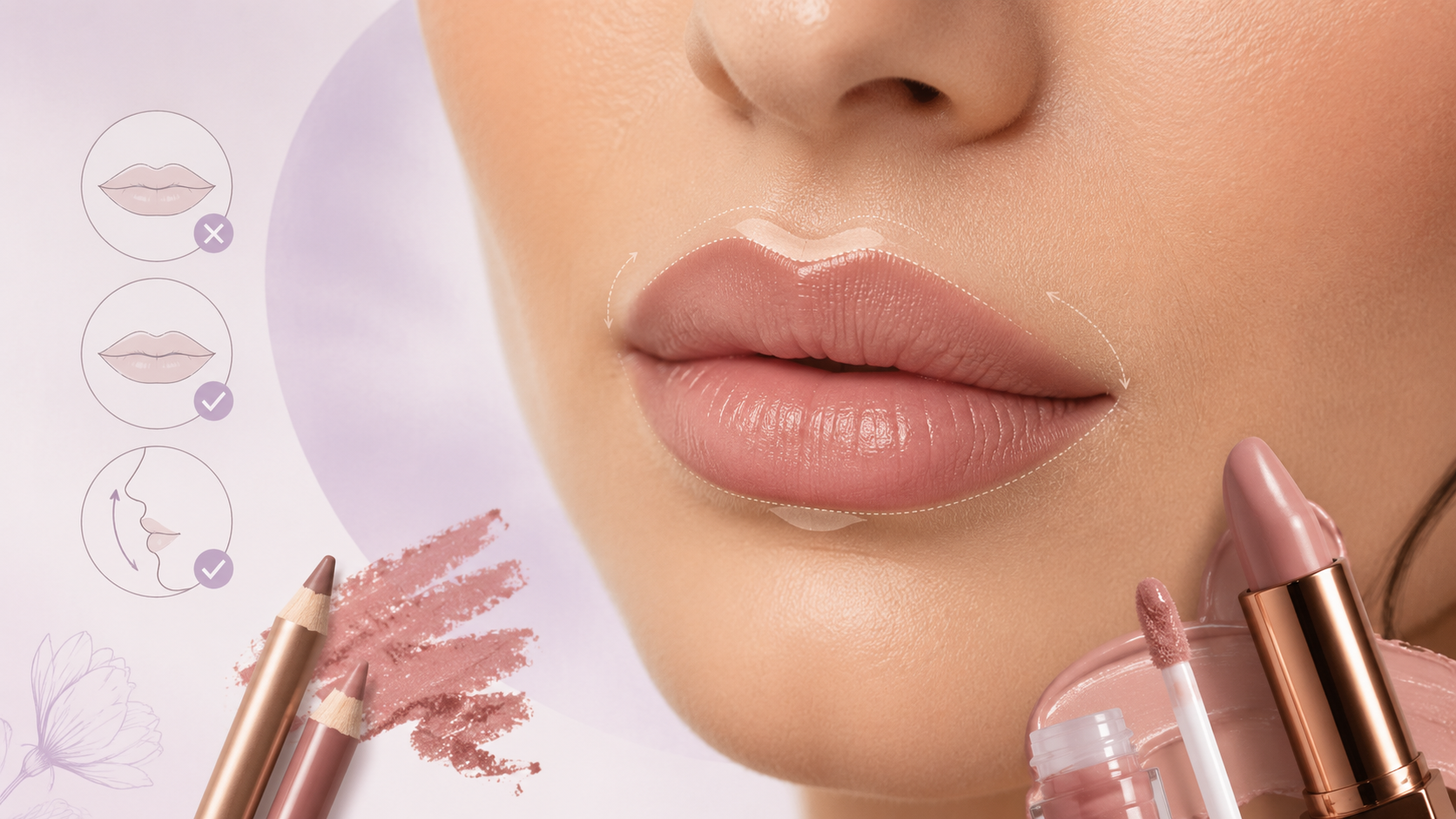 Close-up comparison of matte, satin, cream, and gloss lip finishes