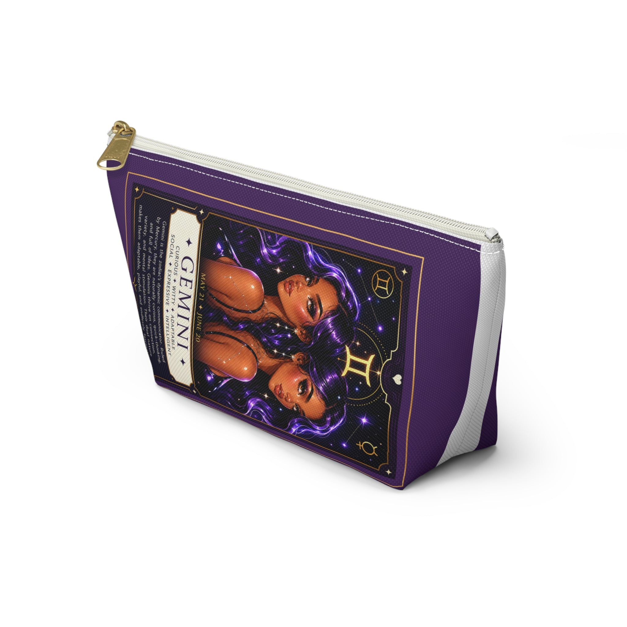 Gemini Zodiac Accessory Pouch — Astrology Twin Sisters T-Bottom Cosmetic Bag