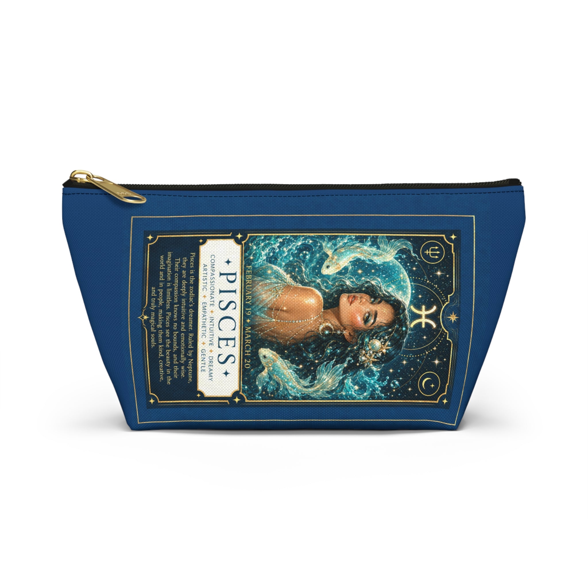 Pisces Zodiac Accessory Pouch — Astrological Makeup & Travel T-Bottom Bag