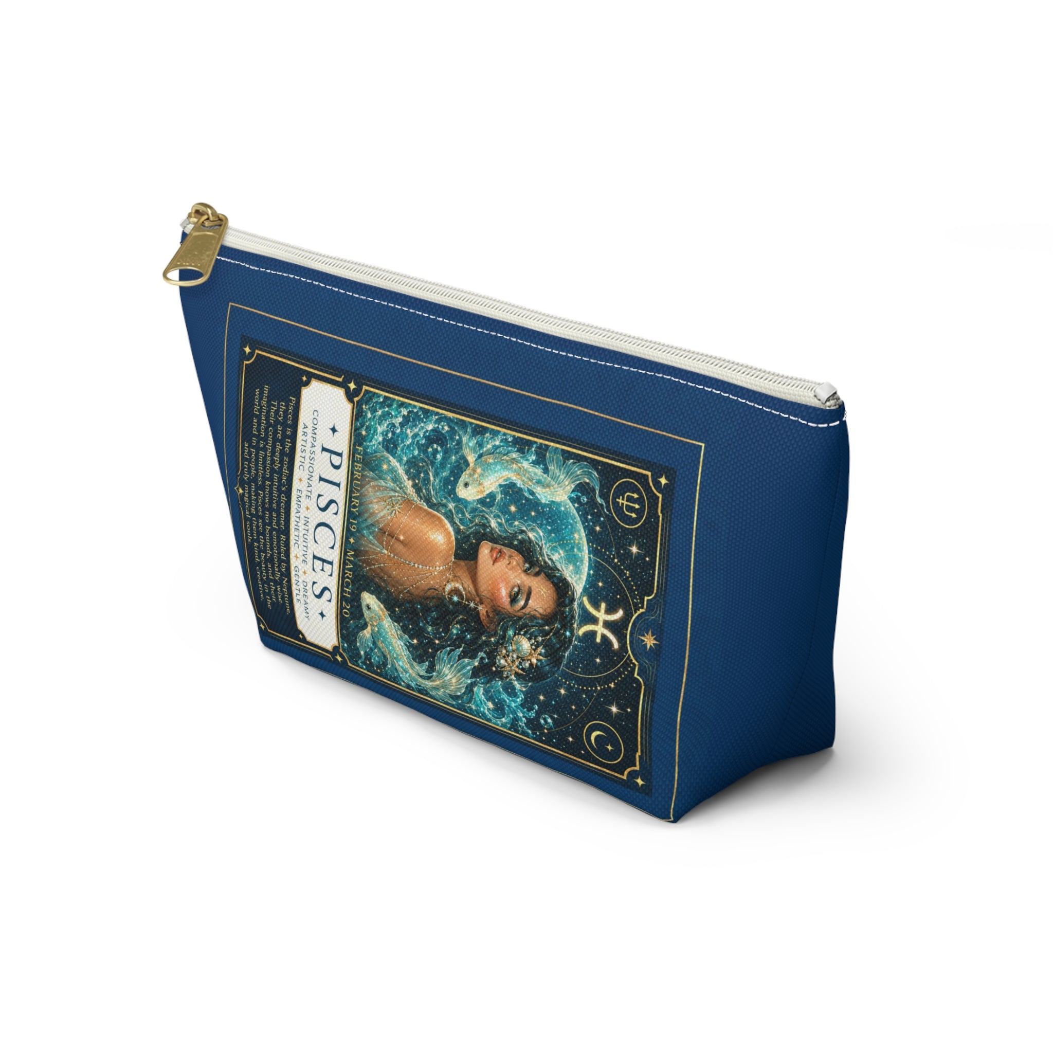 Pisces Zodiac Accessory Pouch — Astrological Makeup & Travel T-Bottom Bag