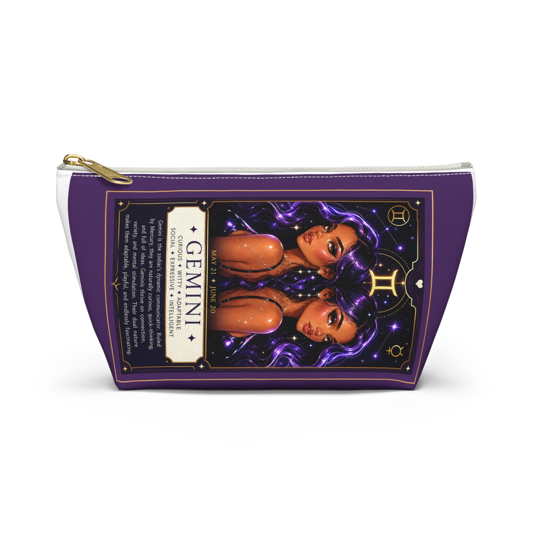 Gemini Zodiac Accessory Pouch — Astrology Twin Sisters T-Bottom Cosmetic Bag