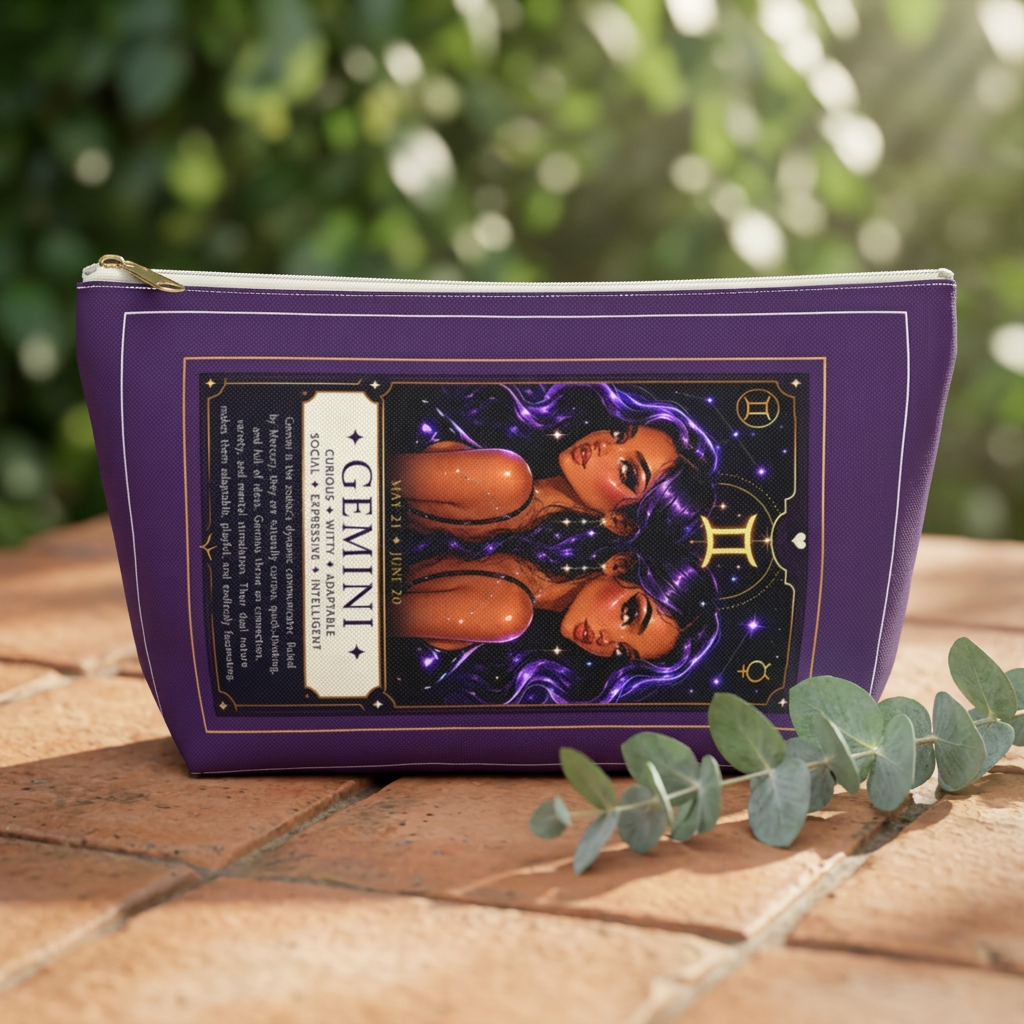 Gemini Zodiac Makeup Bag — Astrology Gift & Travel Pouch
