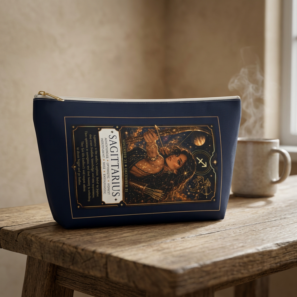 Sagittarius Zodiac Makeup Bag — Astrology Gift & Travel Pouch