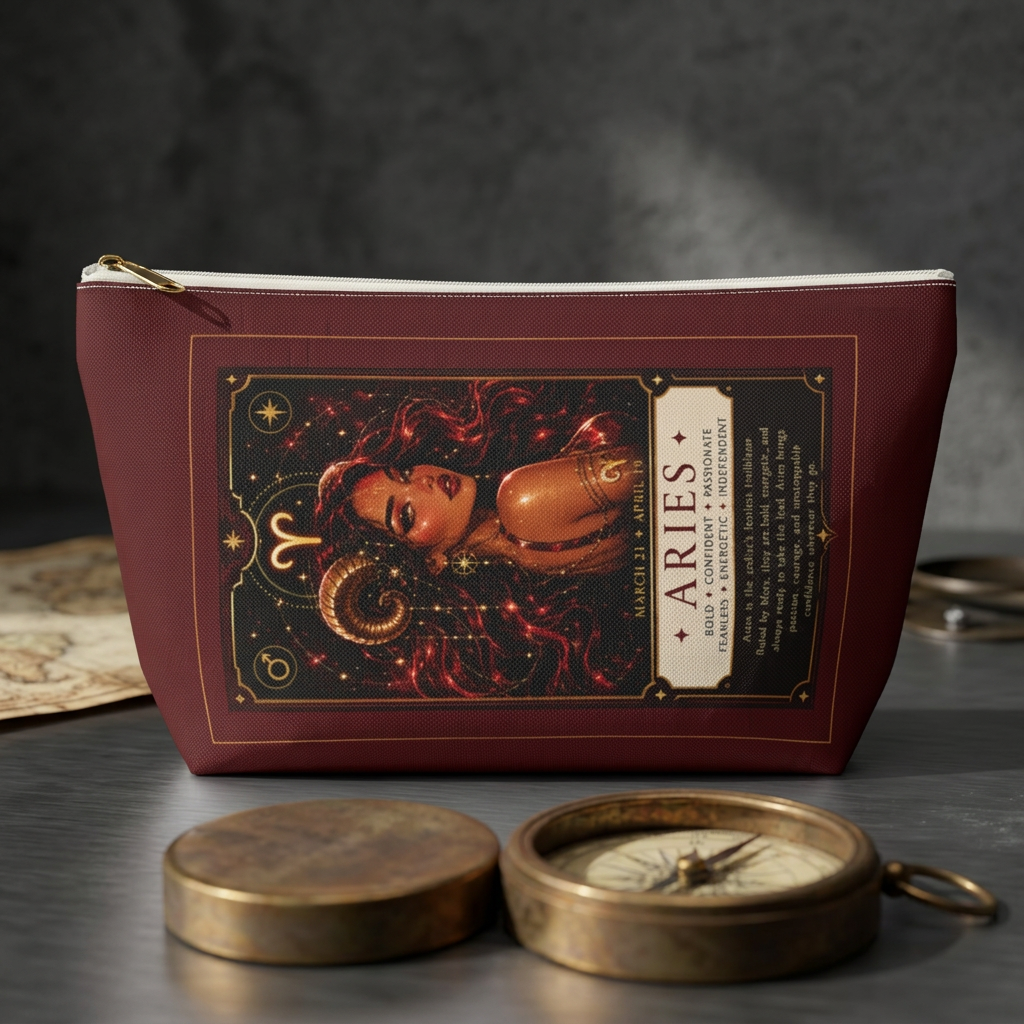 Aries Zodiac Makeup Bag — Astrology Gift & Travel Pouch