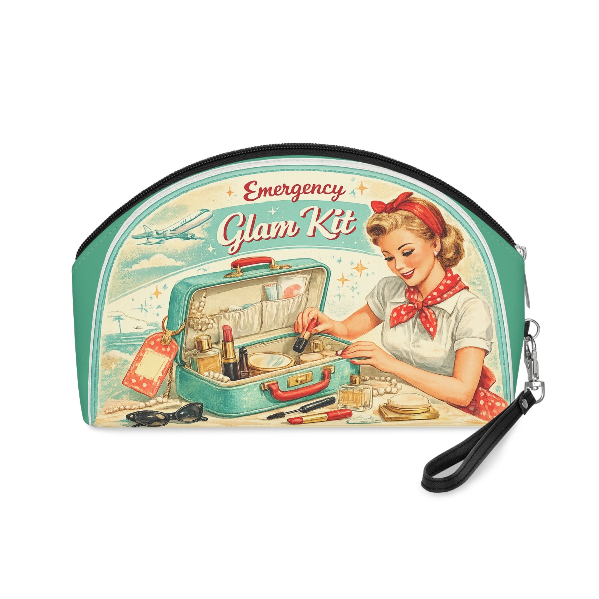 Vintage 'Emergency Glam Kit' Makeup Bag — Retro Pin‑Up Cosmetic Pouch