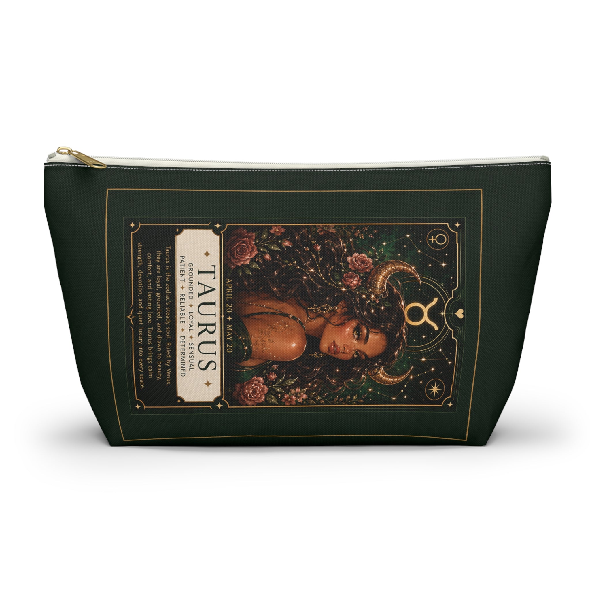 Taurus Zodiac Makeup Bag — Astrology Gift & Travel Pouch