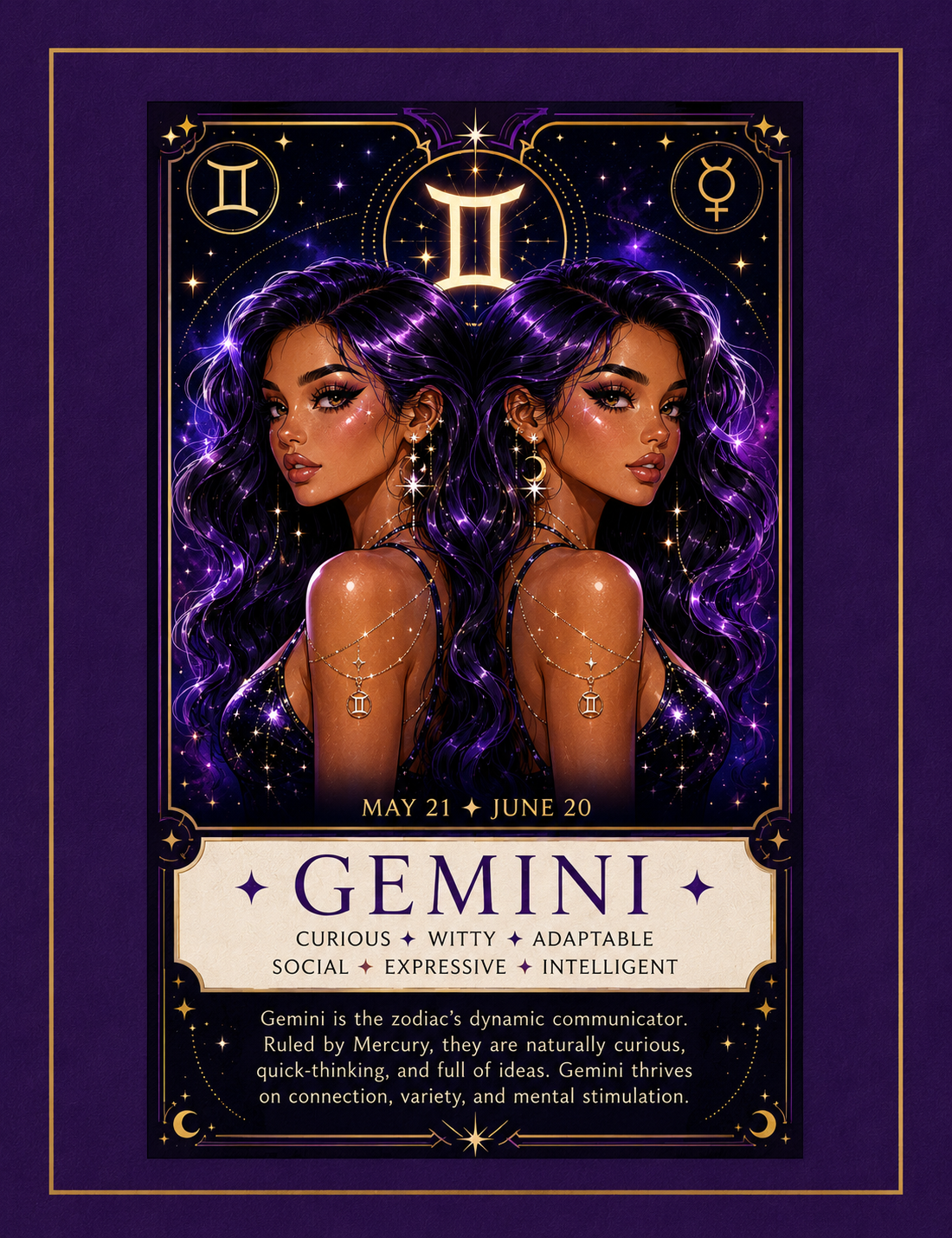 Gemini Zodiac Makeup Bag — Astrology Gift & Travel Pouch