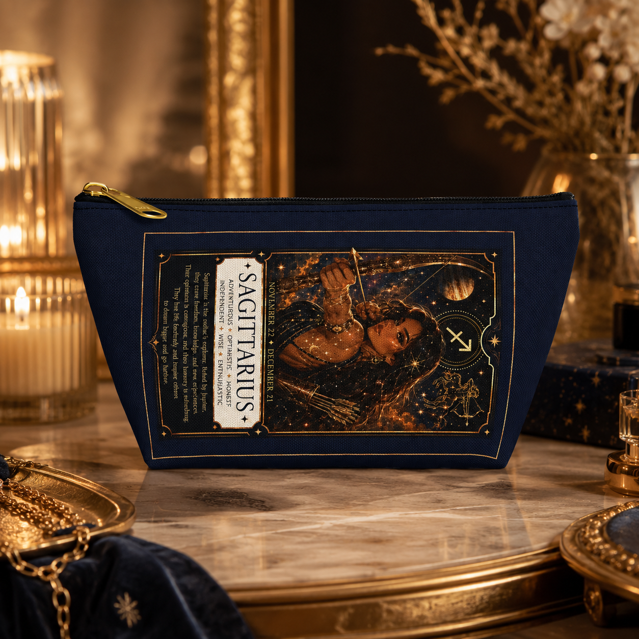 Sagittarius Zodiac Accessory Pouch — T-Bottom Makeup & Travel Bag