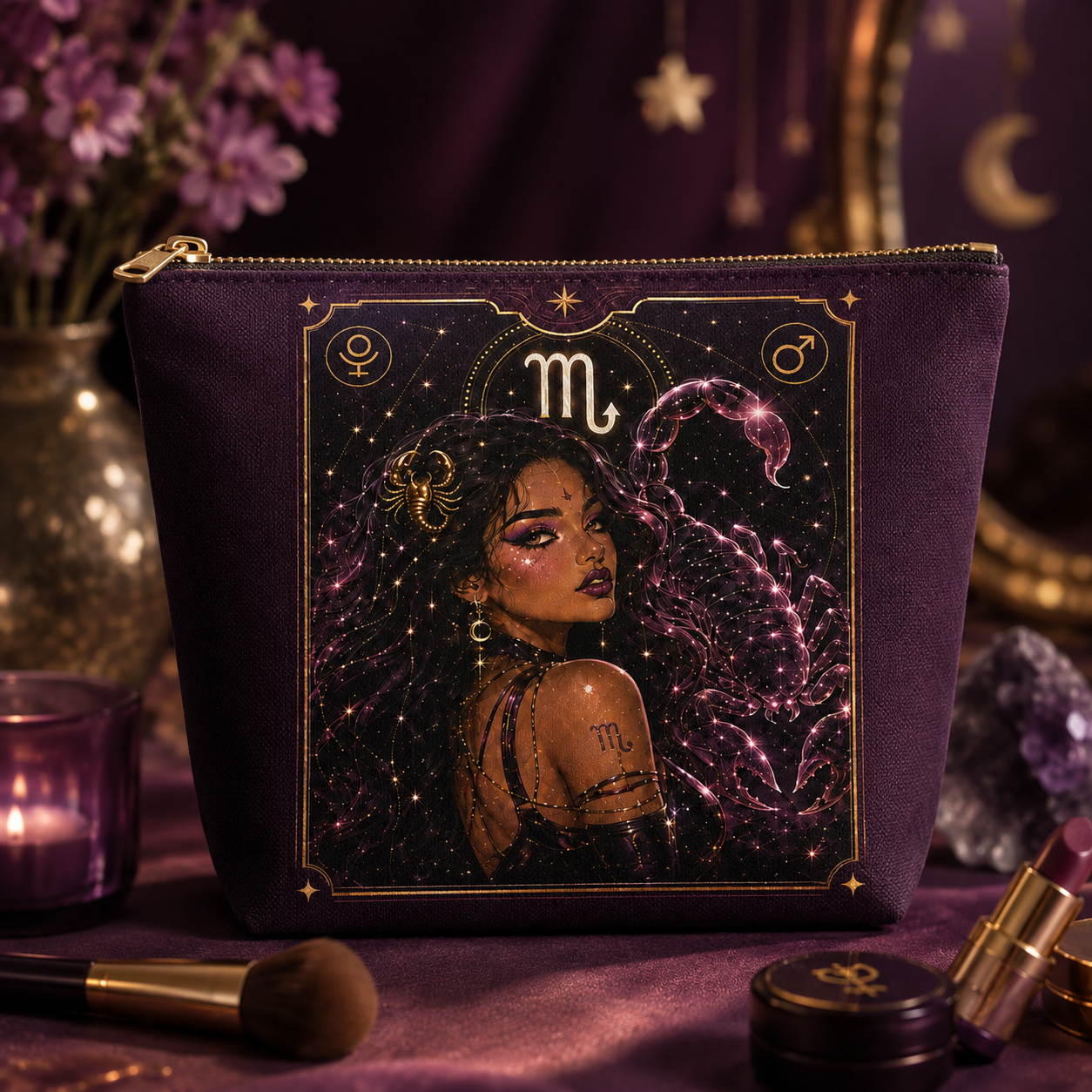 Scorpio Zodiac Makeup Bag — Astrology Gift & Travel Pouch