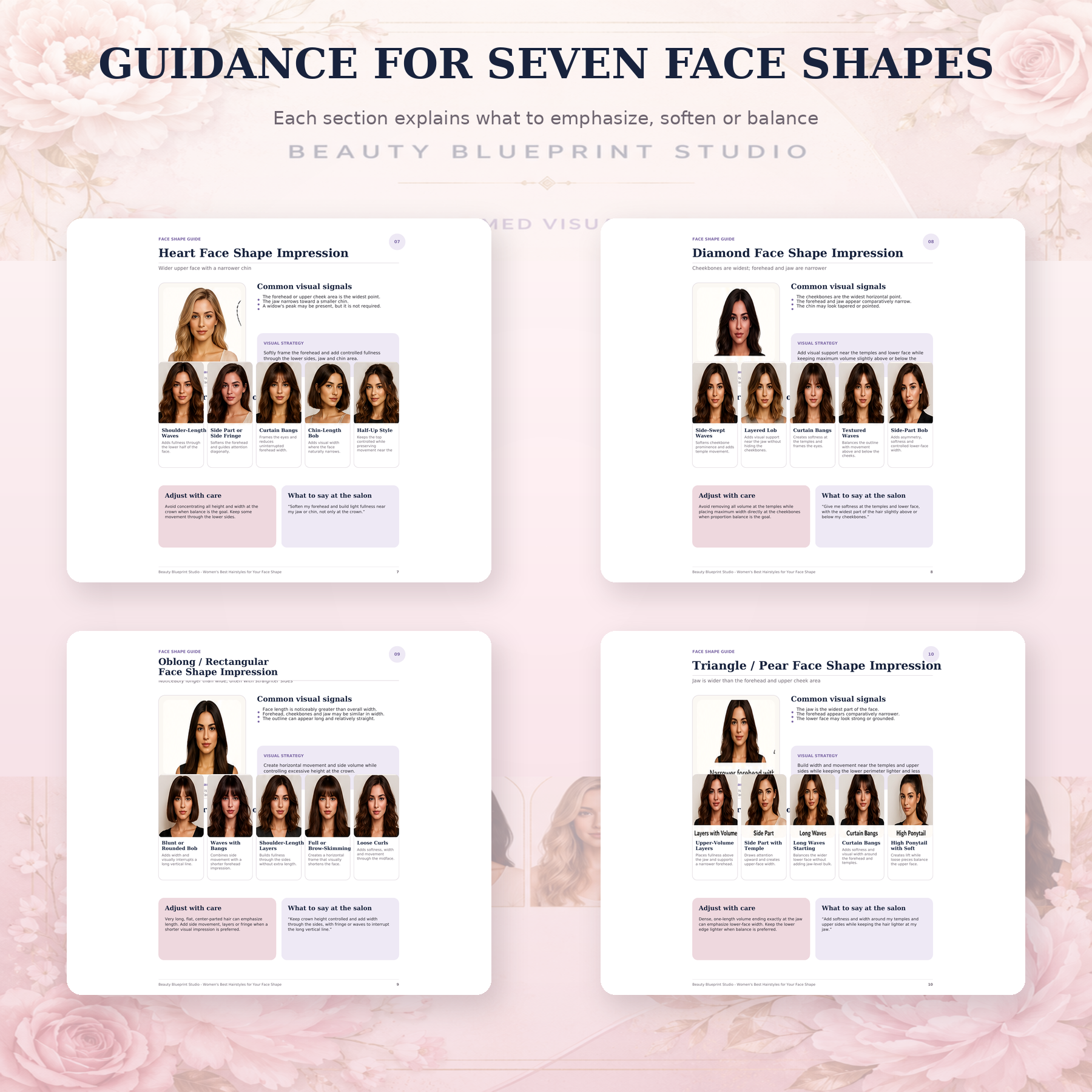 Hairstyle recommendations for heart diamond oblong and triangle face shapes