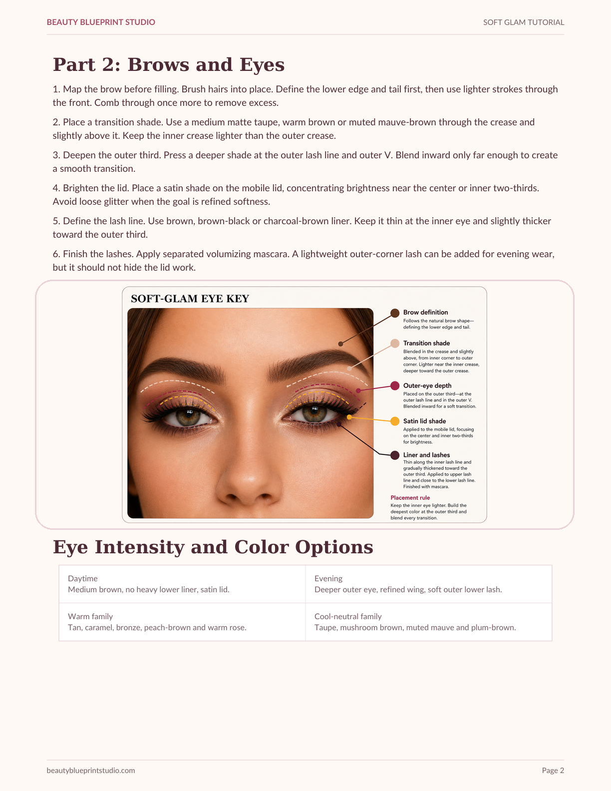 Soft Glam Step-by-Step Makeup Tutorial printable PDF preview