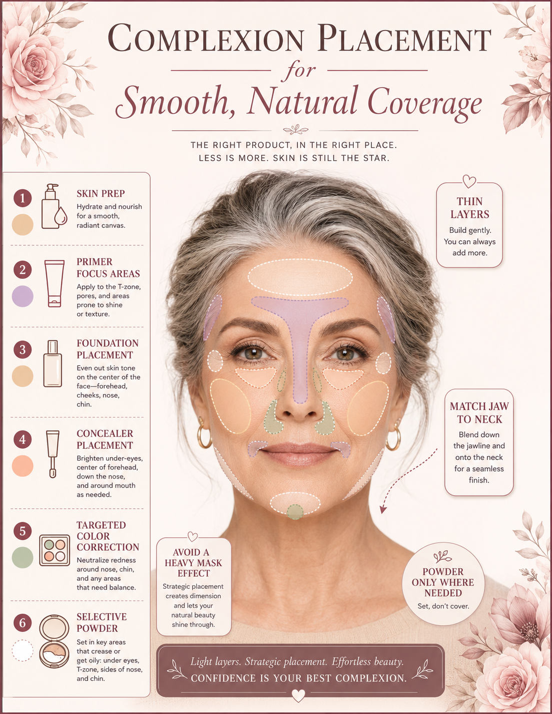 Complexion placement guide preview for smooth natural coverage